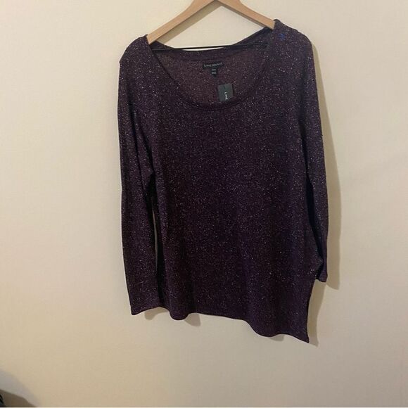 Lane Bryant Purple Shimmer Asymmetric Hem Top - Picture 4 of 10